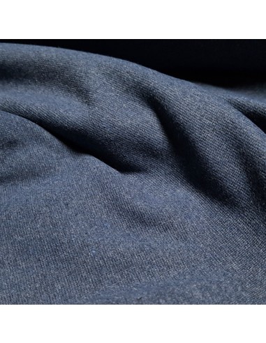 Tissu, Bord-côte tubulaire, Bleu, Laize 80 cm, Coton Recyclé