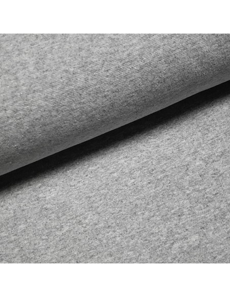 Tissu, Bord-côte tubulaire, Gris chiné, Laize 80 cm, Coton recyclé