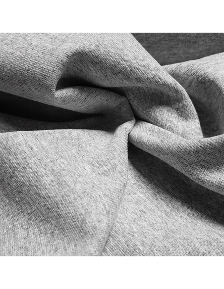 Tissu, Bord-côte tubulaire, Gris chiné, Laize 80 cm, Coton recyclé