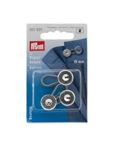 Boutons flexi avec boucle Prym 15 mm Argent | Zephyr Tissus