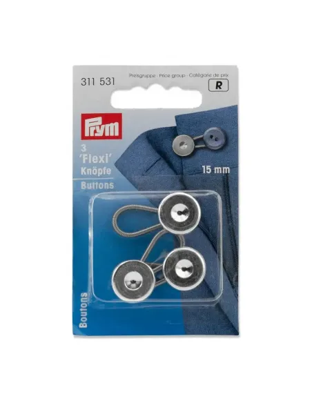 Boutons flexi avec boucle Prym 15 mm Argent | Zephyr Tissus