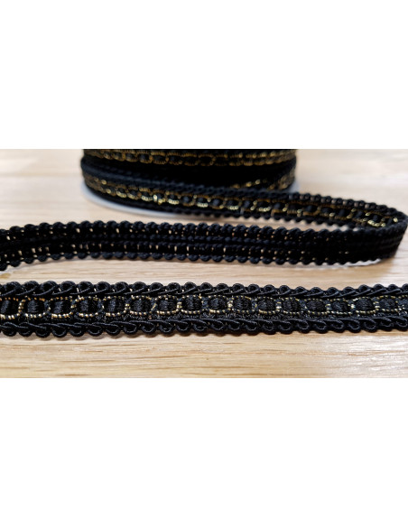 Galon robe lurex, 12mm, noir