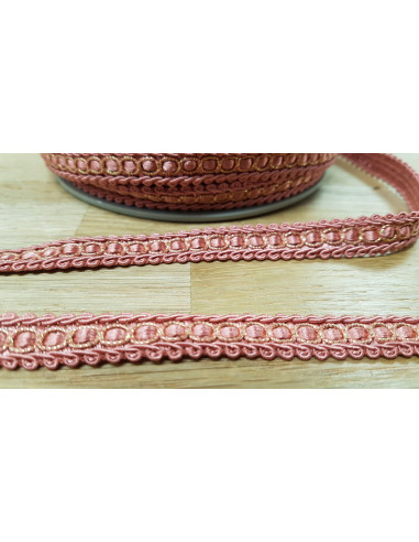 Galon robe lurex, 12mm, rose poudré