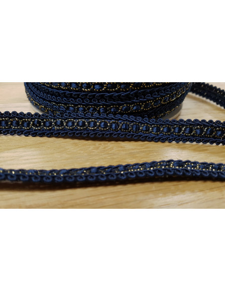Galon robe lurex, 12mm, bleu marine