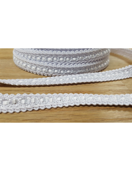 Galon robe lurex, 12mm, blanc