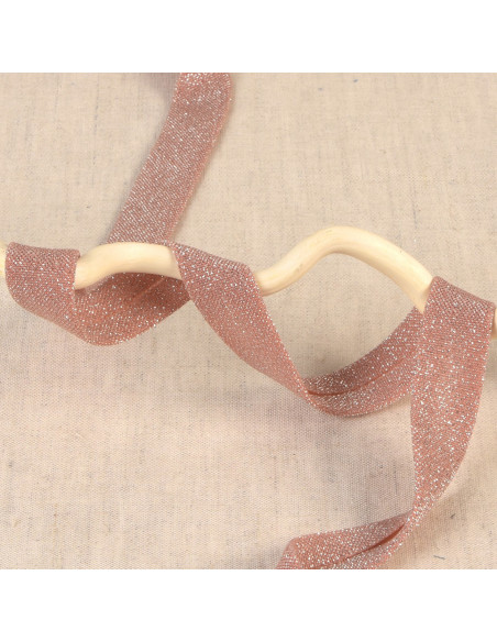 Biais pailleté, 20mm, rose