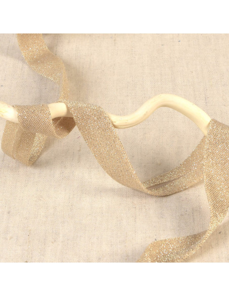 Biais pailleté, 20mm, beige