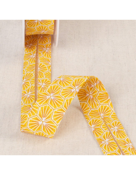 Biais tout textile, 27mm, alvéoles jaunes