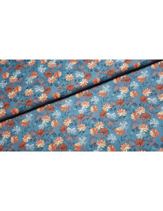 Popeline de coton, impression digitale, fleurs