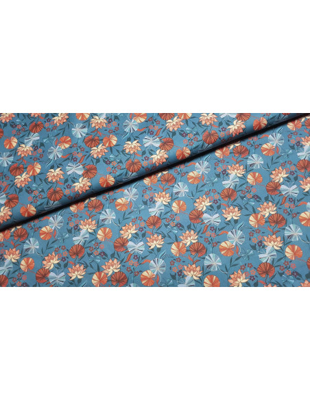 Popeline de coton, impression digitale, fleurs