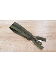 Fermeture Eclair Z19, Métal, kaki foncé, 80cm