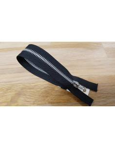 Fermeture Eclair Z21, Métal argenté, noir, 45cm