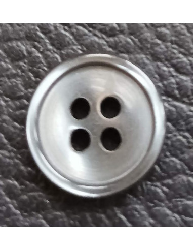 Bouton 4 trous, Ø 14 mm, gris