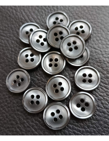 Bouton 4 trous, Ø 14 mm, gris