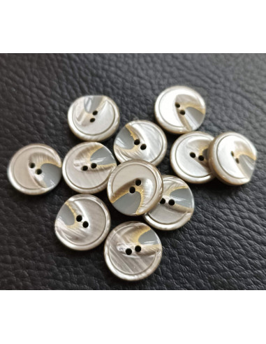 Bouton 2 trous, Ø 14 mm, gris