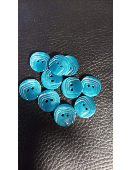Bouton 2 trous, Ø 13 mm, bleu