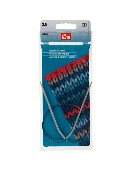 Aiguilles à tricoter circulaires, aluminium, 40cm, Ø 2,5mm, gris