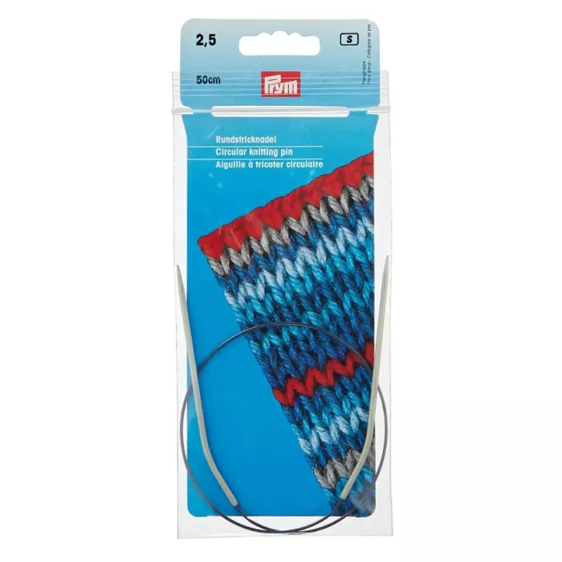 Aiguilles à tricoter circulaires, aluminium, 50cm, Ø 2,5mm, gris