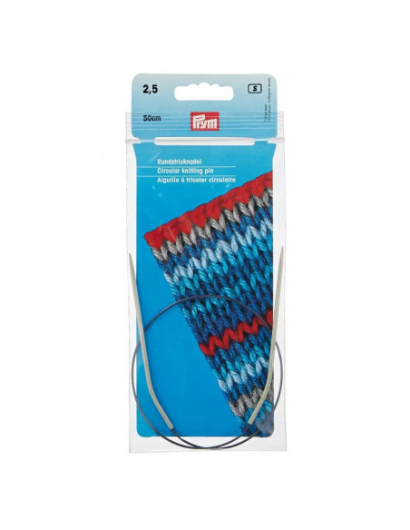 Aiguilles à tricoter circulaires, aluminium, 50cm, Ø 2,5mm, gris