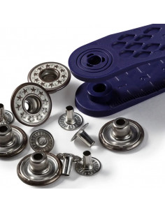 Boutons jean à river sans couture, étoiles, ouvert, 17mm, laiton antique/blanc mat 2