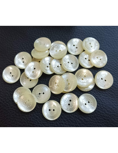 Bouton 2 trous, Ø 16 mm, beige