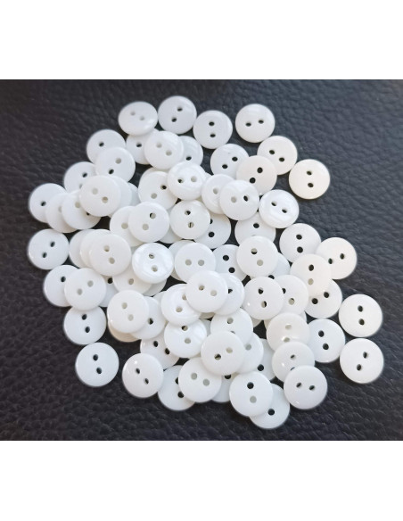 Bouton 2 trous, Ø 10 mm, blanc