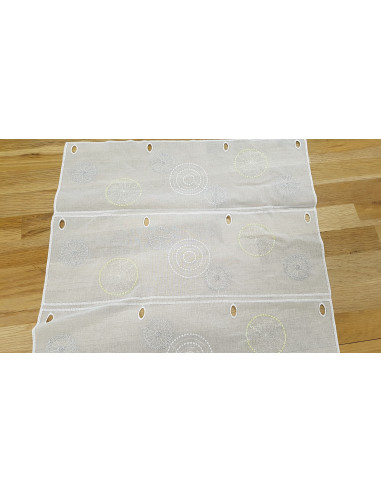 Voilage modulable brodé, blanc vert pomme, 45cm