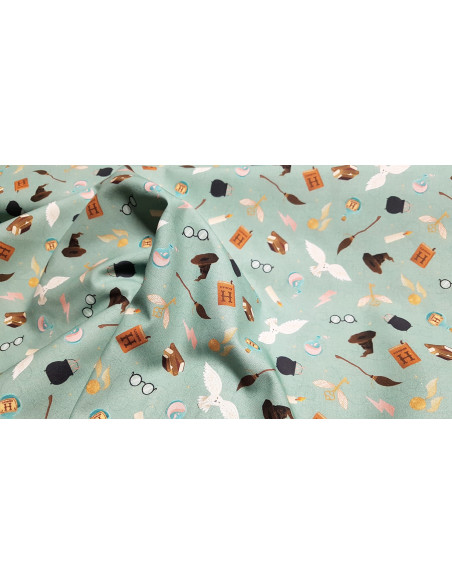 Popeline de coton Harry Potter, vert pâle