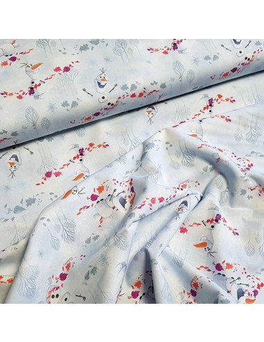 Tissu, Popeline de Coton Imprimée Olaf, Multicolore, Laize 150 cm, 100% Coton