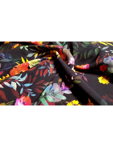Viscose fleurs colorées sur fond noir