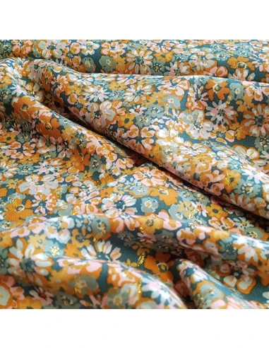 Tissu, Viscose Lurex Fleuri Vintage, Multicolore, Laize 140 cm, 90% Viscose 10% Lurex 154g/ml