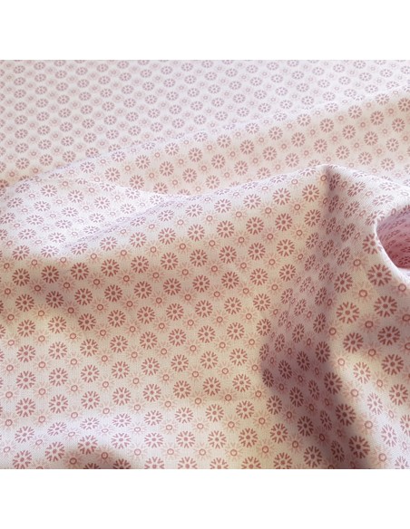 Tissu, Popeline de Coton Flocons, Rose, Laize 148 cm, 100% Coton 192.4g/ml