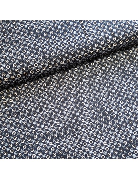 Tissu, Popeline de Coton Flocons, Bleu Ciel, Laize 148 cm, 100% Coton 130g/m²