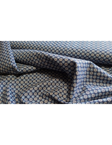 Popeline de coton, flocons, bleu