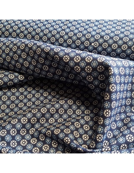 Tissu, Popeline de Coton Flocons, Bleu Ciel, Laize 148 cm, 100% Coton 130g/m²