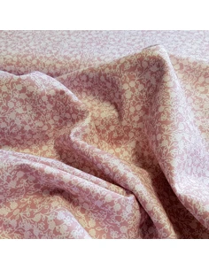 Tissu, Popeline de Coton Fleurie, Rose Poudré, Laize 148 cm, 100% Coton 130g/m² 2