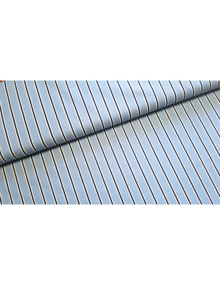 Popeline de coton, rayures, bleu