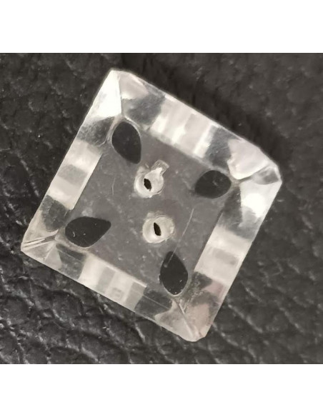 Bouton 2 trous, Ø 16 mm, transparent et noir