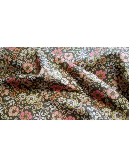 Popeline de coton, fleurs 70's
