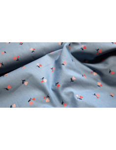 Coton chambray, fleurs et cœurs 2