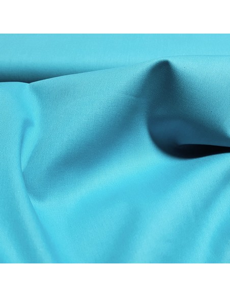 Tissu, Popeline de Coton Unie, Bleu Turquoise, Laize 150 cm, 100% Coton 130g/m²
