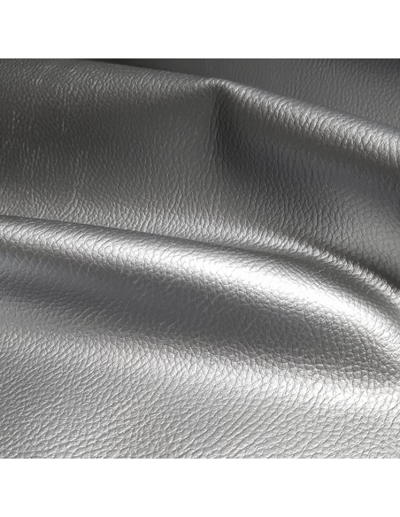Tissu, Simili Cuir Uni, Argent, Laize 140 cm, Accessoires & Habillement