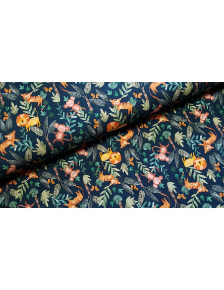 Jersey de coton, animaux de la jungle