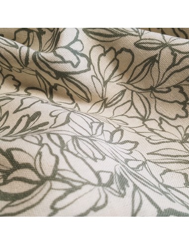 Tissu, Lin Viscose Imprimé Feuillage, Écru, Laize 150 cm, 55% Lin 45% Viscose 243g/ml