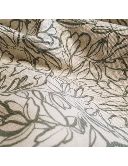 Tissu, Lin Viscose Imprimé Feuillage, Écru, Laize 150 cm, 55% Lin 45% Viscose 243g/ml