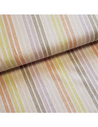 Tissu, Lin Viscose Rayures, Multicouleurs, Laize 145 cm, 55% Lin 45% Viscose 261g/ml
