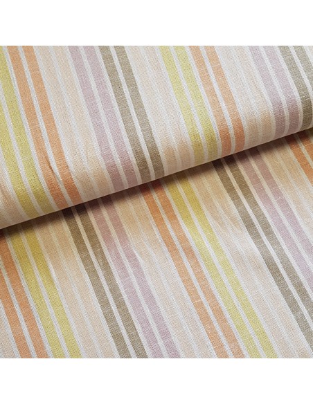 Tissu, Lin Viscose Rayures, Multicouleurs, Laize 145 cm, 55% Lin 45% Viscose 261g/ml