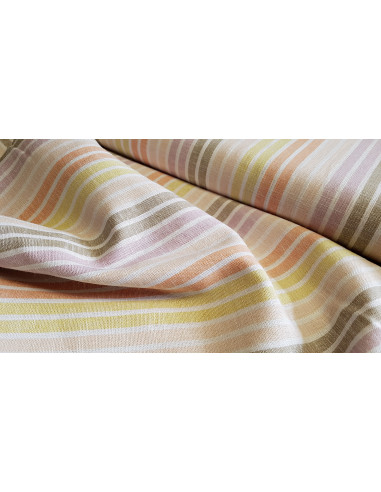 Lin viscose tissé, rayures, multicouleurs