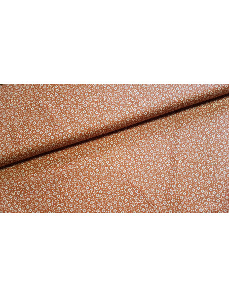 Popeline de coton, fleurs, terracotta