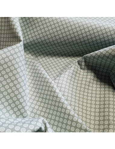 Tissu, Popeline de Coton Ronds, Vert Clair, Laize 148 cm, 100% Coton 130g/m²
